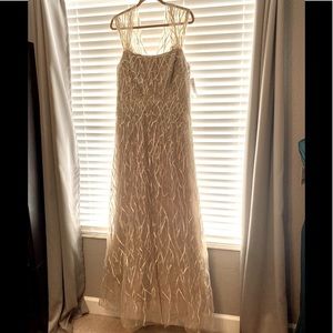 NWT Rene Ruiz Dress, SZ 12. Gold